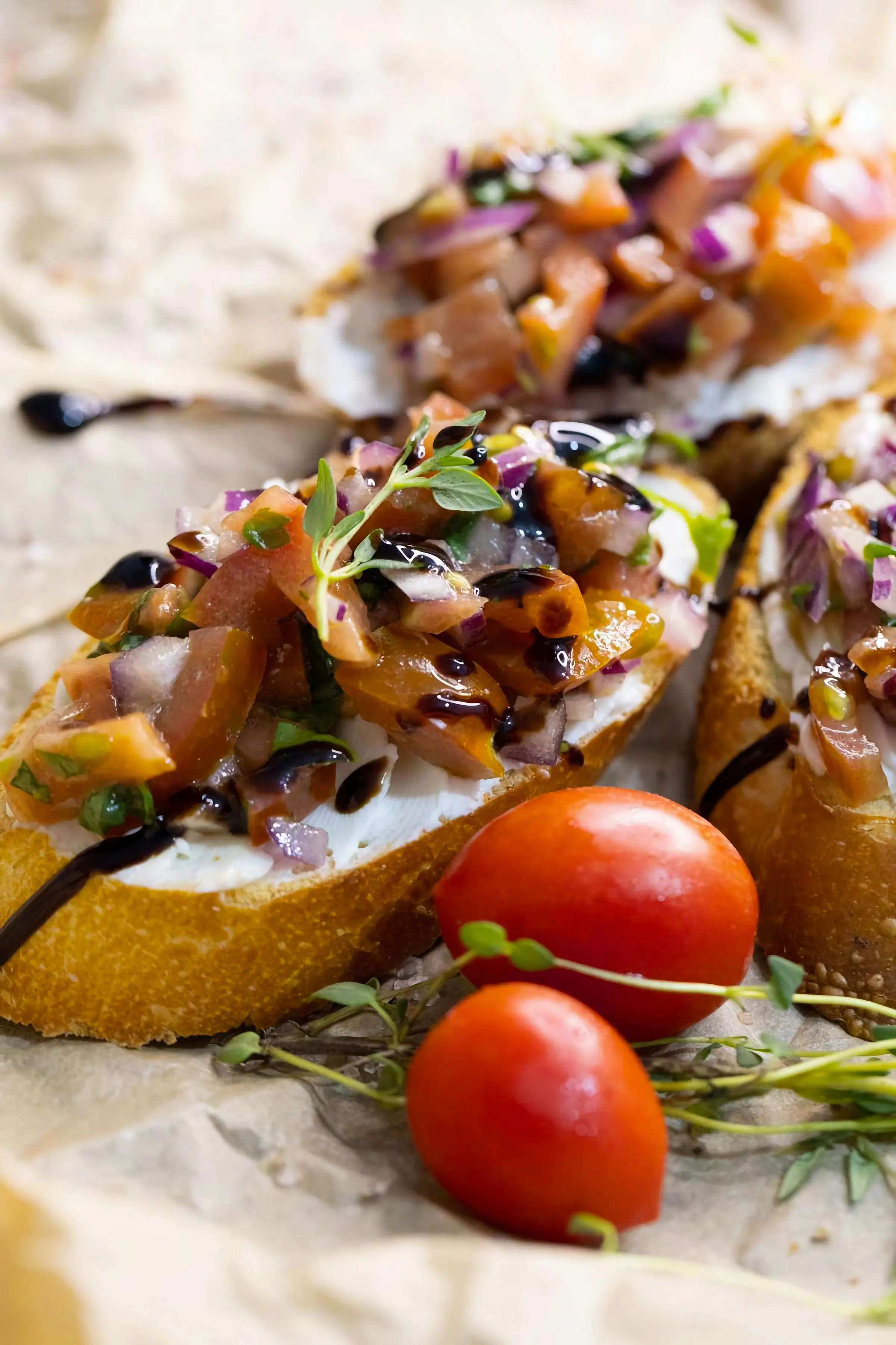 Bruschetta with balsamic and cherry tomatoes